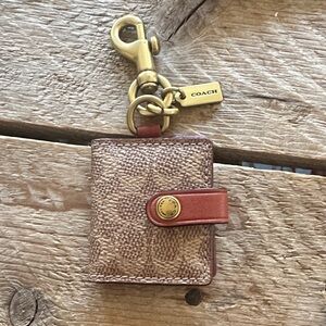 Coach Brown and Tan Key Holder with Gold Hardware